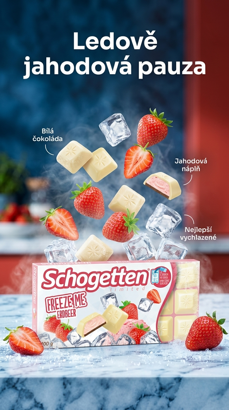 Schogetten Freeze Me bílá čokoláda s jahodami - lifestyle poster