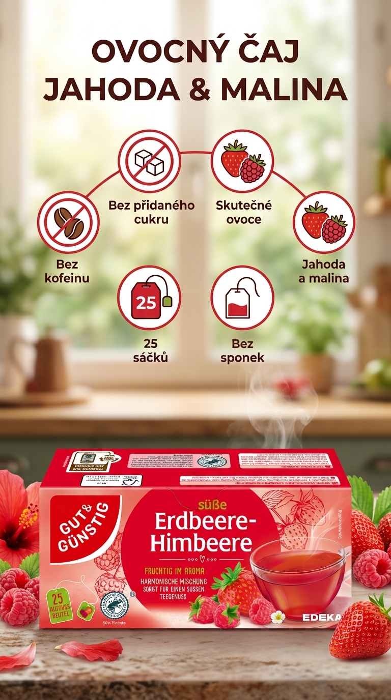 G&G ovocný čaj Jahoda a Malina - mobilní infografika