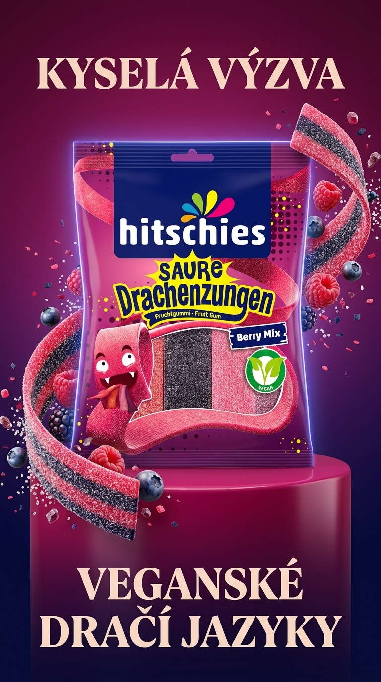 Hitschies dračí jazyky Berry Mix - kyselý lifestyle poster