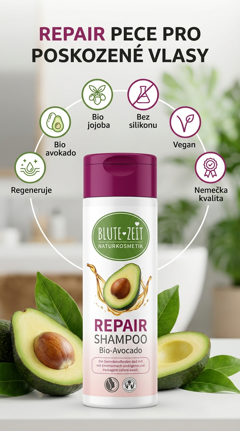 Blütezeit Repair šampon - mobilní infografika