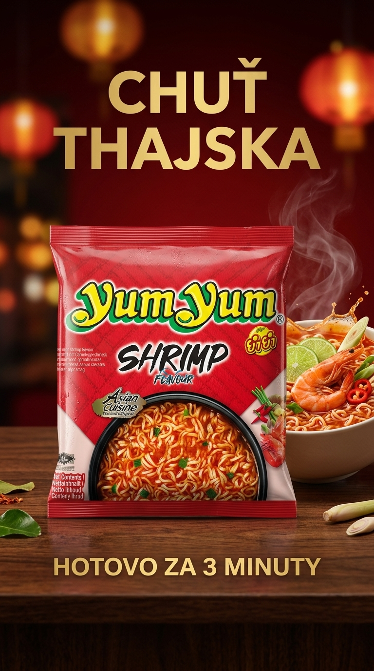 Yum Yum instantní nudle s krevetami - thajský lifestyle poster