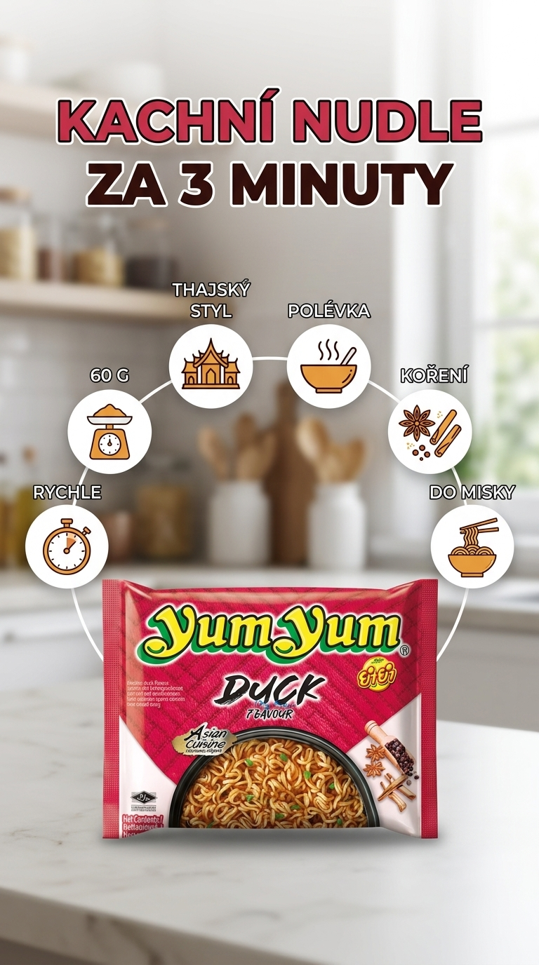 Yum Yum instantní nudle kachna - mobilní infografika