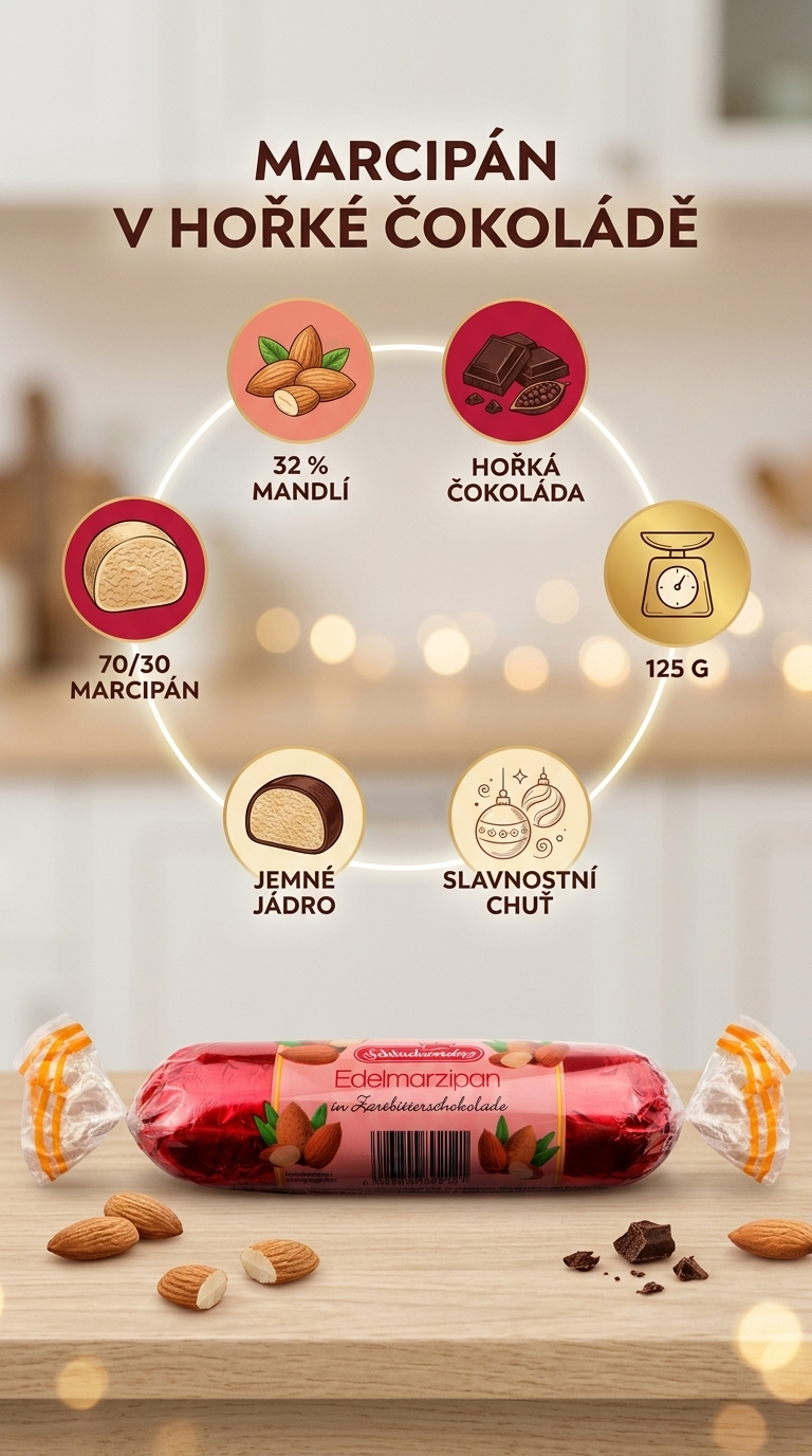 Schluckwerder marcipánový chléb s hořkou čokoládou 125 g - mobilní infografika
