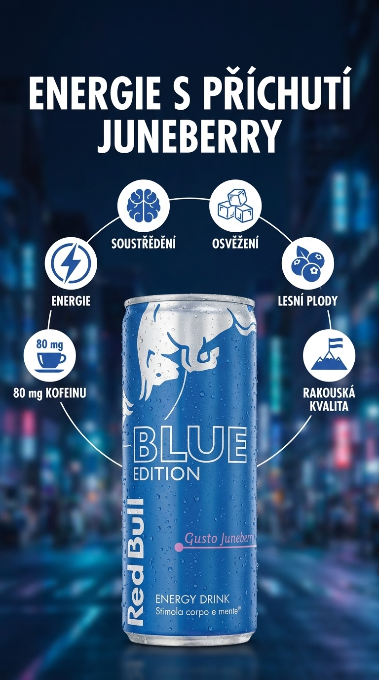 Red Bull Blue Edition Gusto Juneberry - mobilní infografika