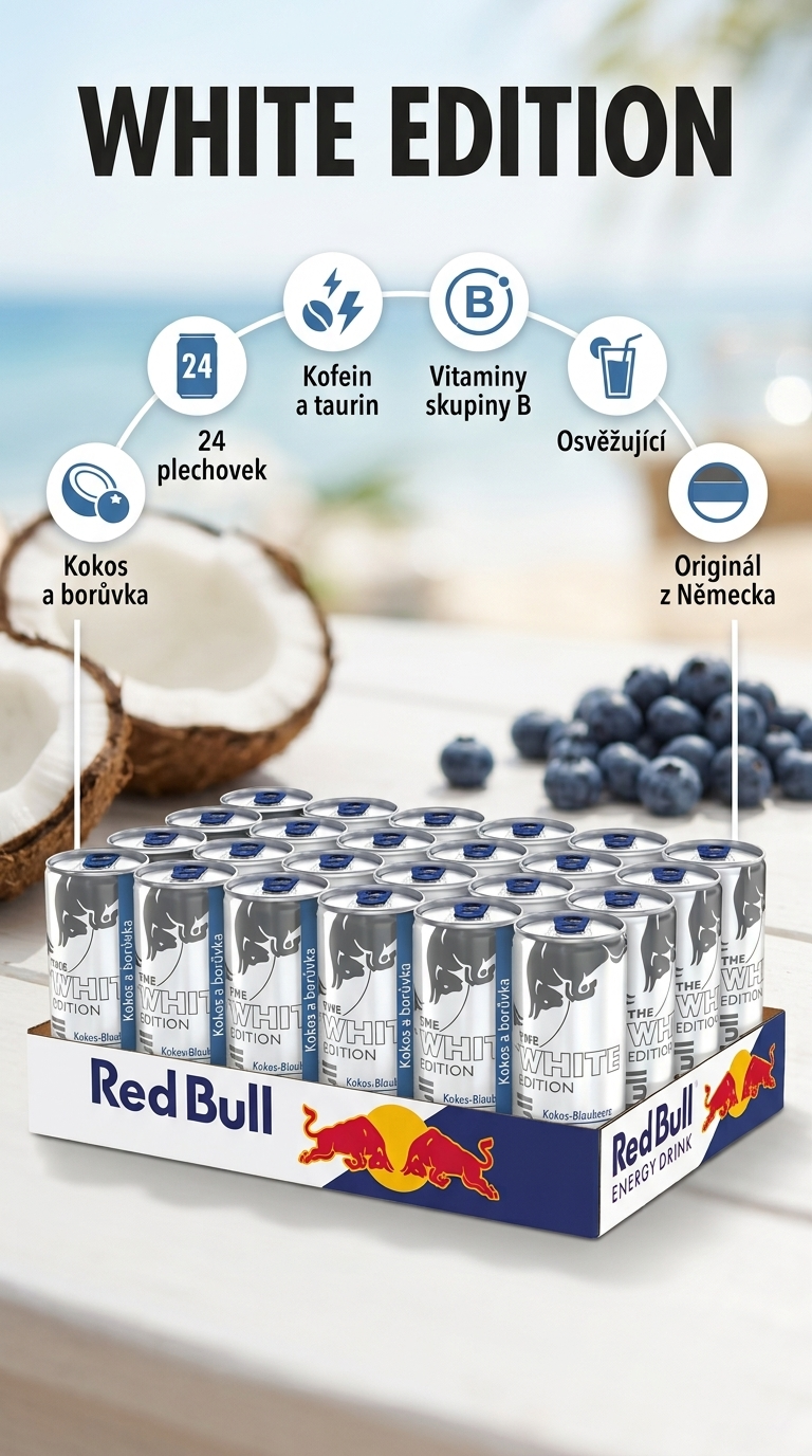 Red Bull White Edition Kokos-Borůvka 24x250 ml - mobilní infografika
