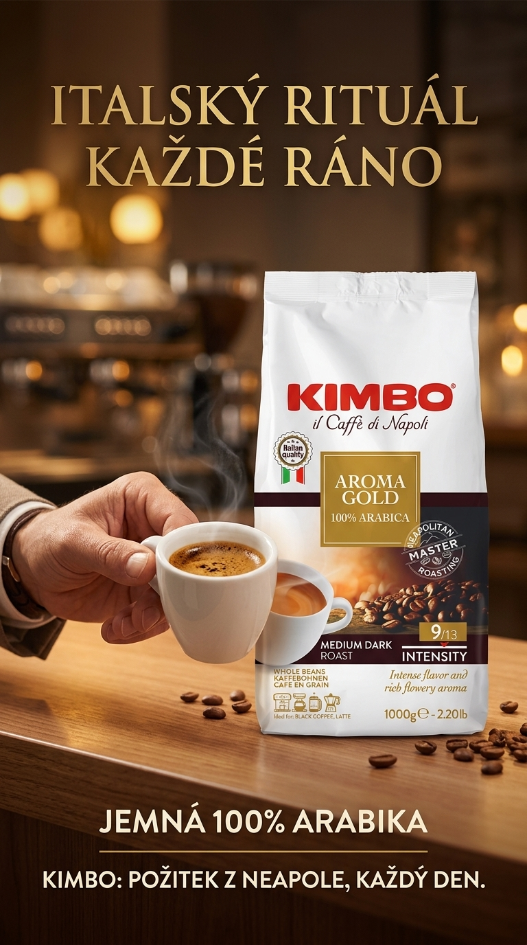 Kimbo Aroma Gold 100% Arabica - italský ranní rituál s kávou