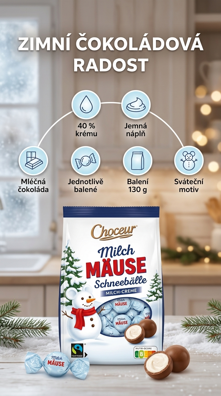 Choceur čokoládové sněhové koule s mléčným krémem - mobilní infografika