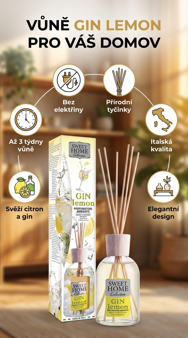 Sweet Home Collection Gin Lemon aroma difuzér - mobilní infografika