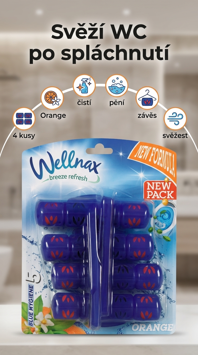 Wellnax Orange WC závěsky - mobilní infografika