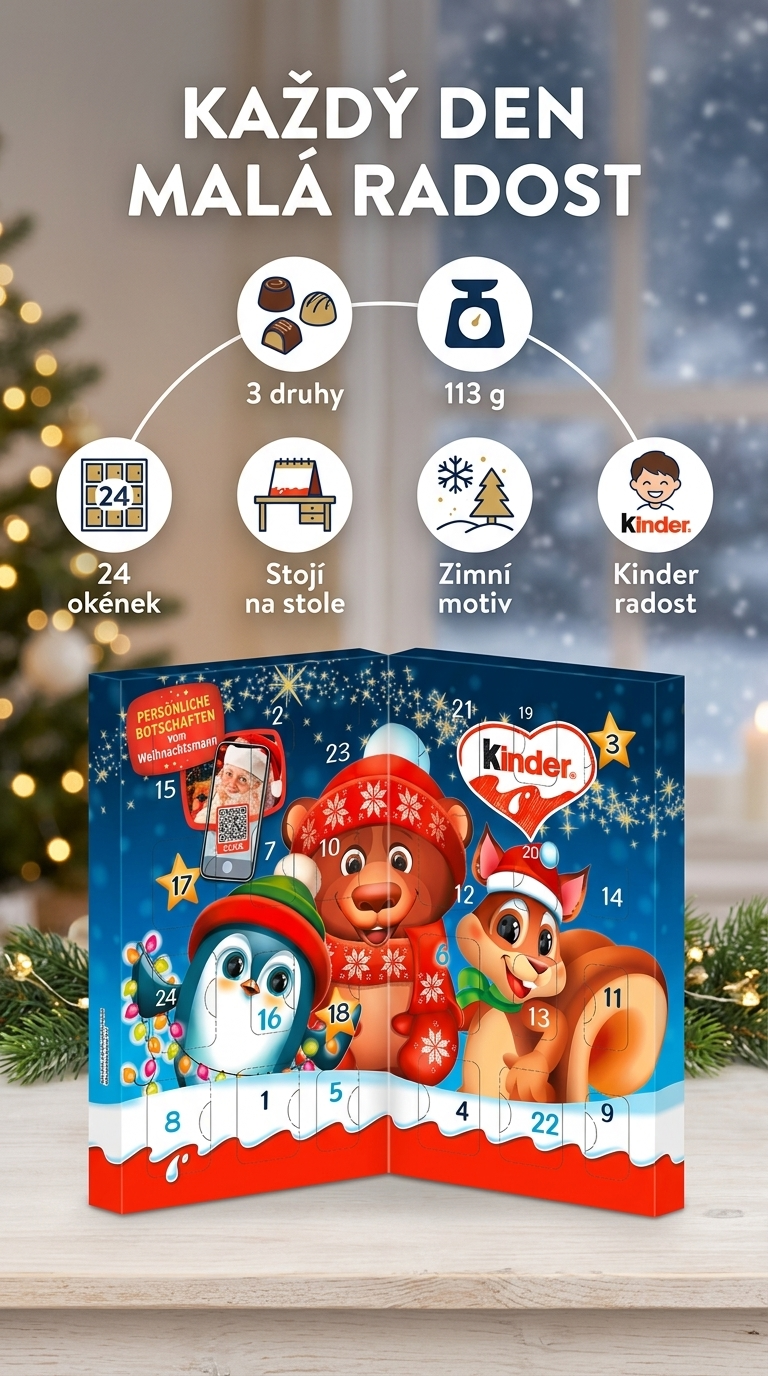 Kinder stolní adventní kalendář mix 113 g – mobilní infografika