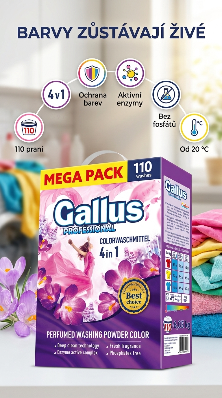 Gallus Professional Color 110 praní - mobilní infografika