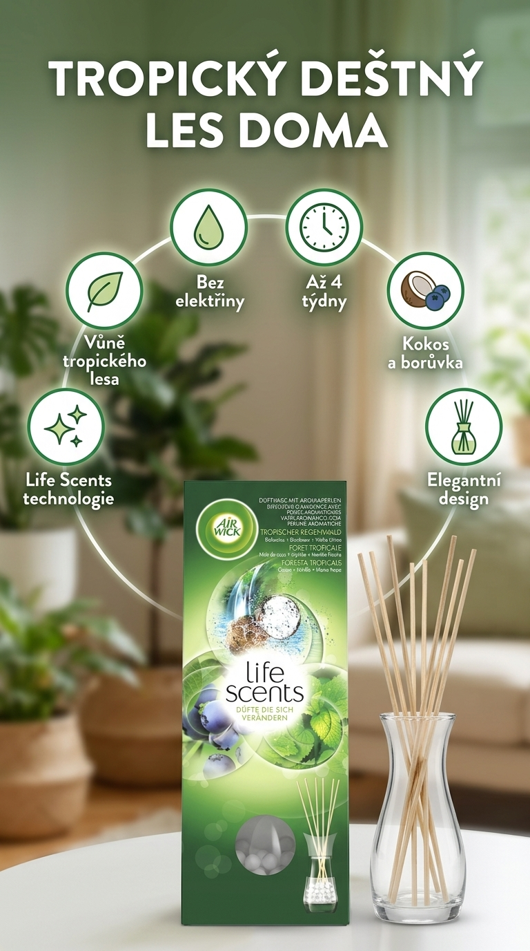 Air Wick Life Scents Tropický deštný les - mobilní infografika