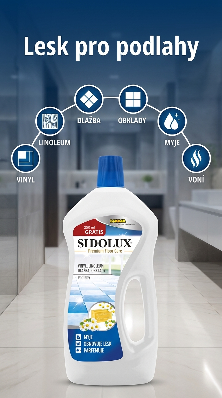 Sidolux čistič na podlahy - mobilní infografika