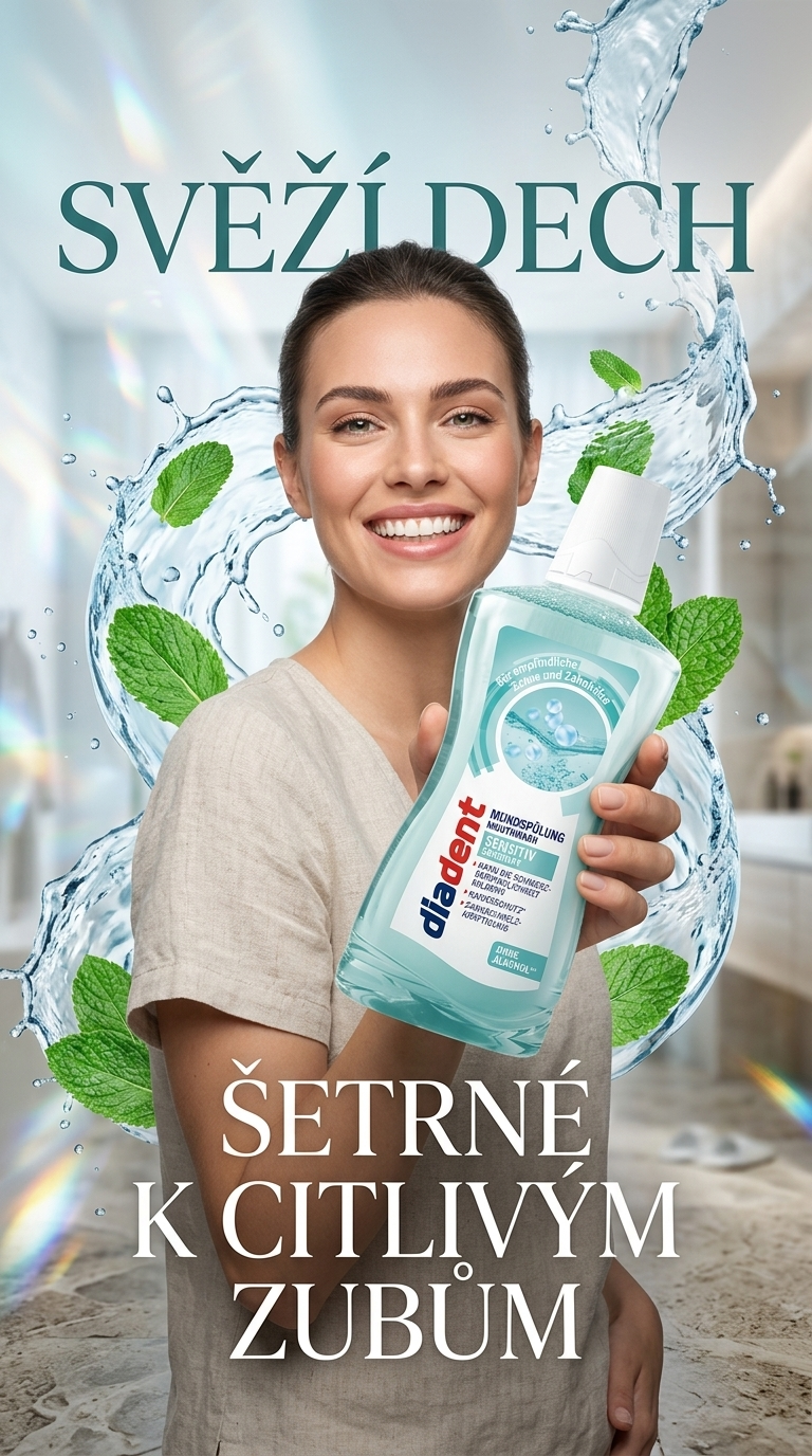Diadent Sensitive ústní voda - lifestyle poster