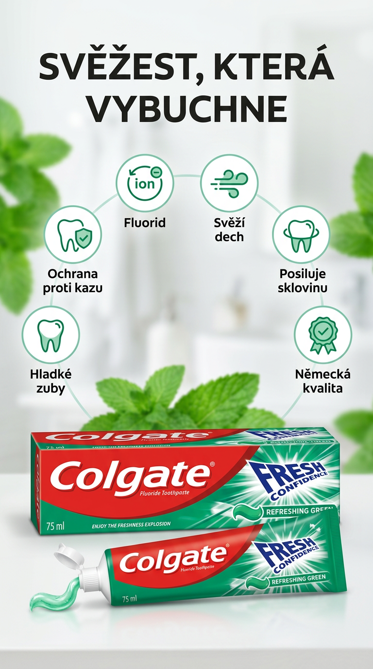 Colgate Fresh Confidence Green - mobilní infografika