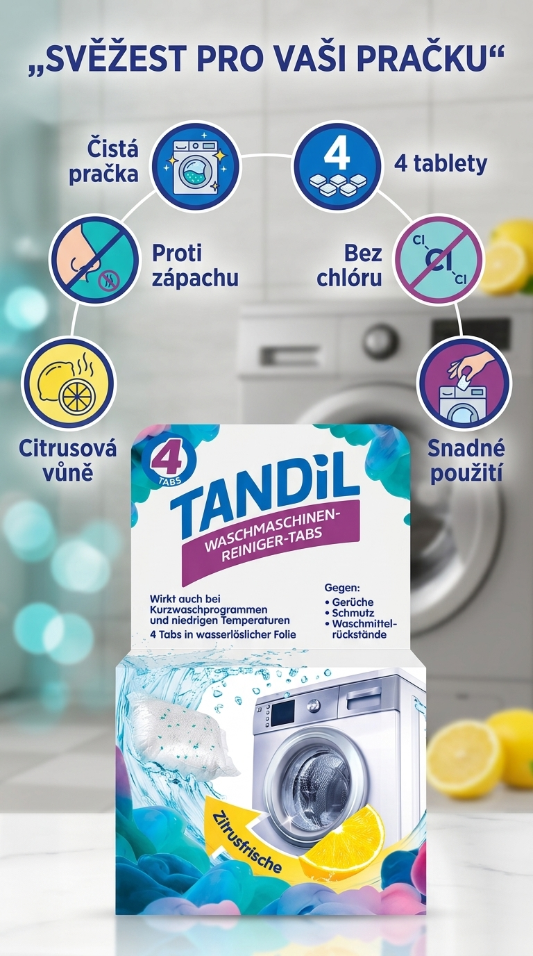 Tandil čisticí tablety do pračky - mobilní infografika