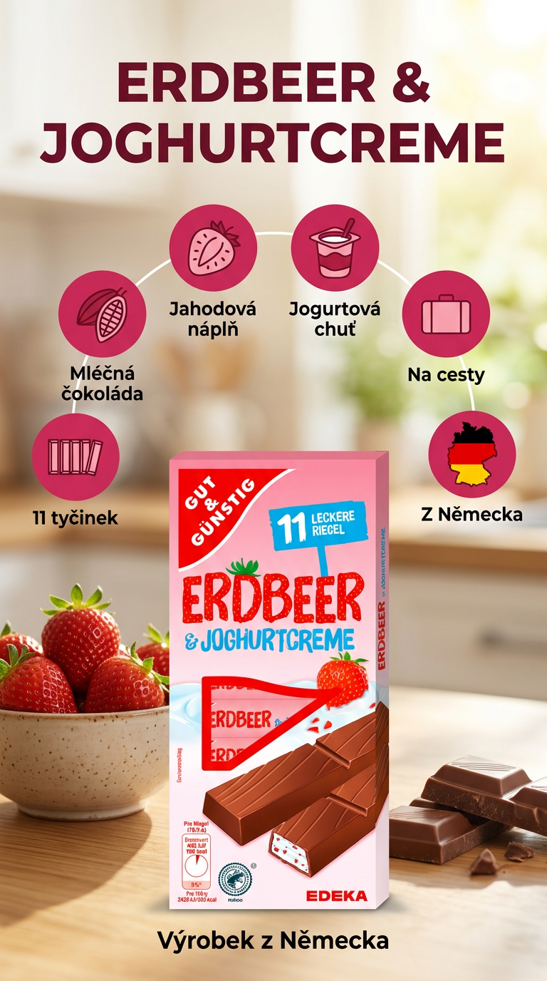 G&G Erdbeer & Joghurtcreme tyčinky - mobilní infografika