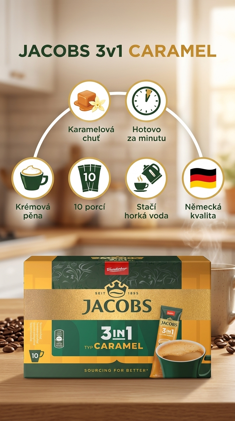 Jacobs 3v1 Caramel - mobilní infografika