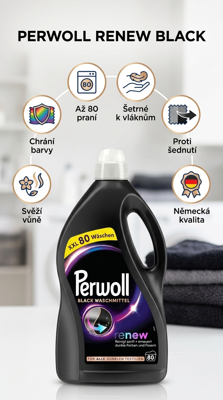 Perwoll Renew Black 80 dávek - mobilní infografika