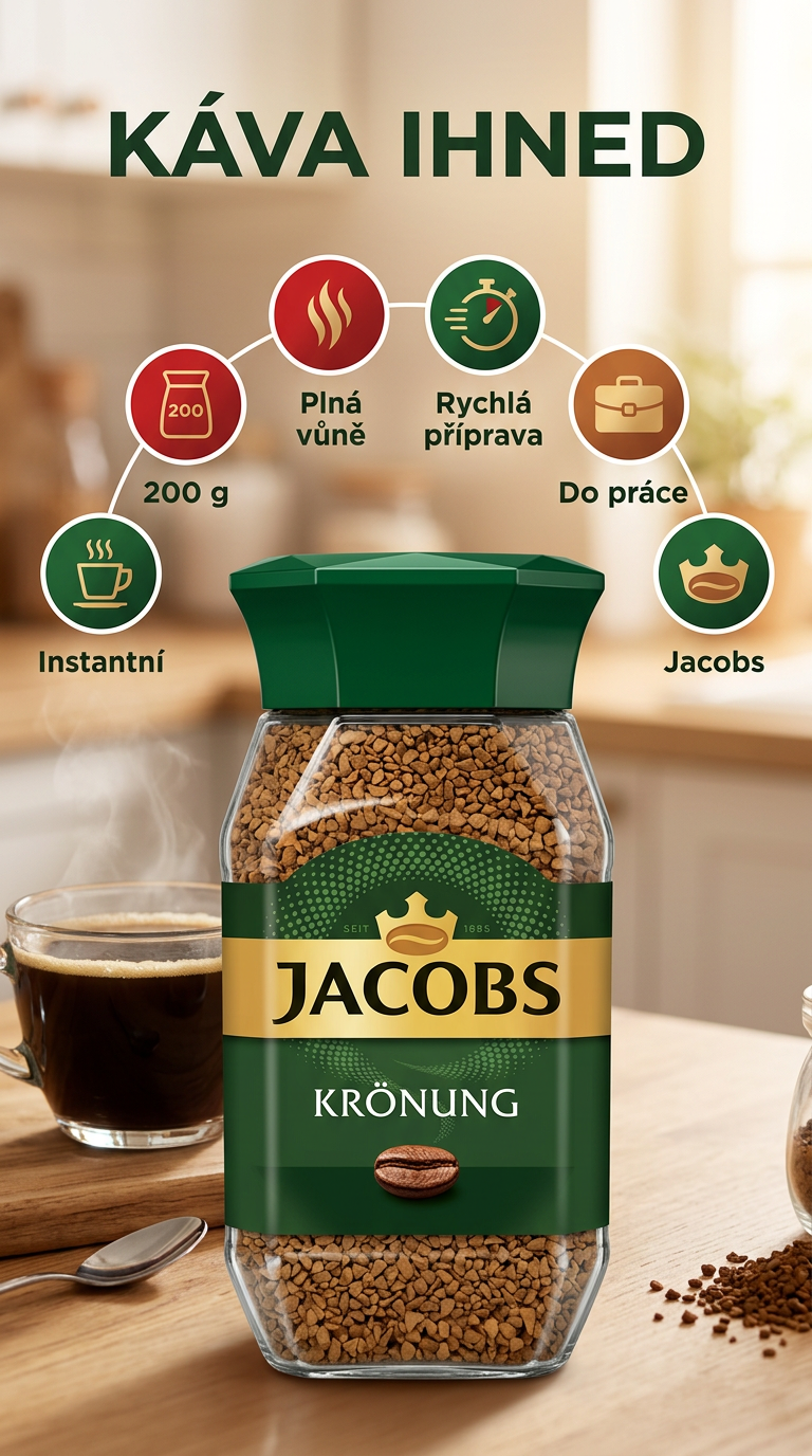 Jacobs Krönung instantní káva 200 g - mobilní infografika