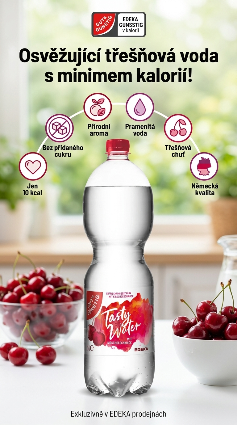 GUT&GÜNSTIG Tasty Water Kirsche 1,5 l - mobilní infografika