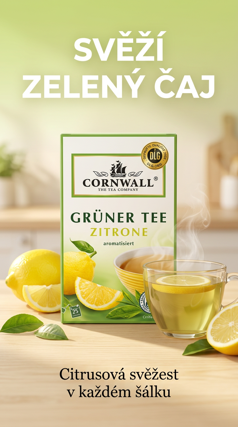 Cornwall zelený čaj s citronovým aroma - lifestyle poster