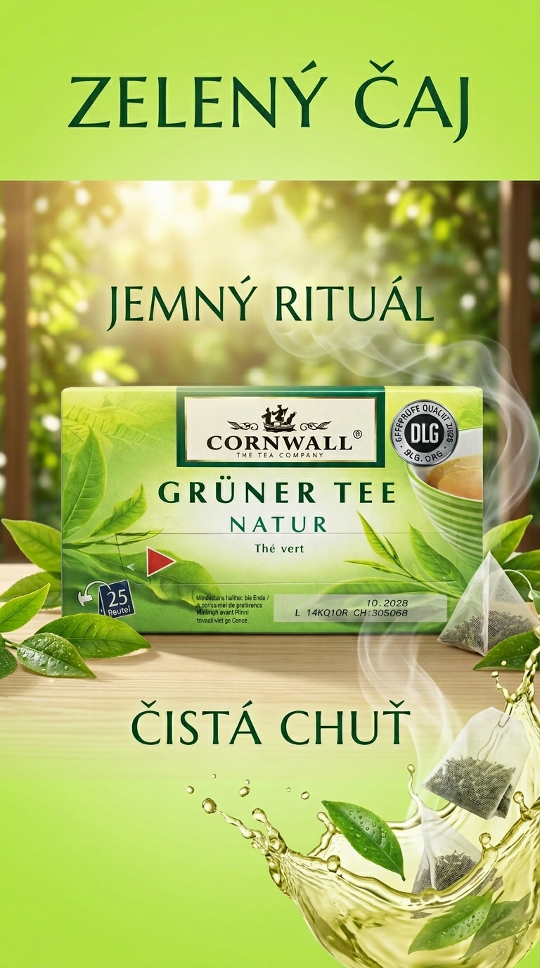 Cornwall zelený čaj natur 25 sáčků 43,75 g - lifestyle poster