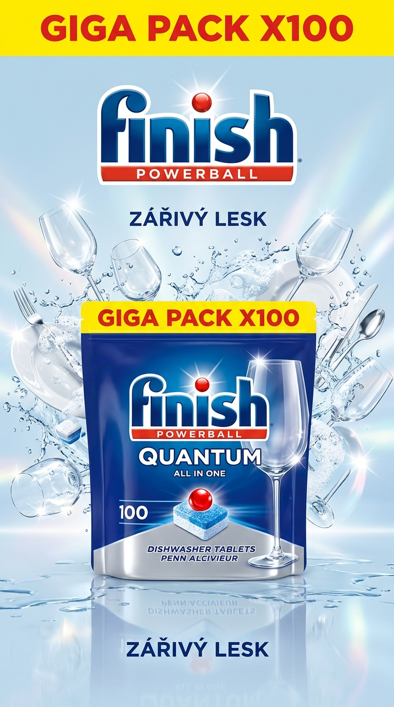 Finish Quantum Powerball - zářivě čisté sklenice a nádobí