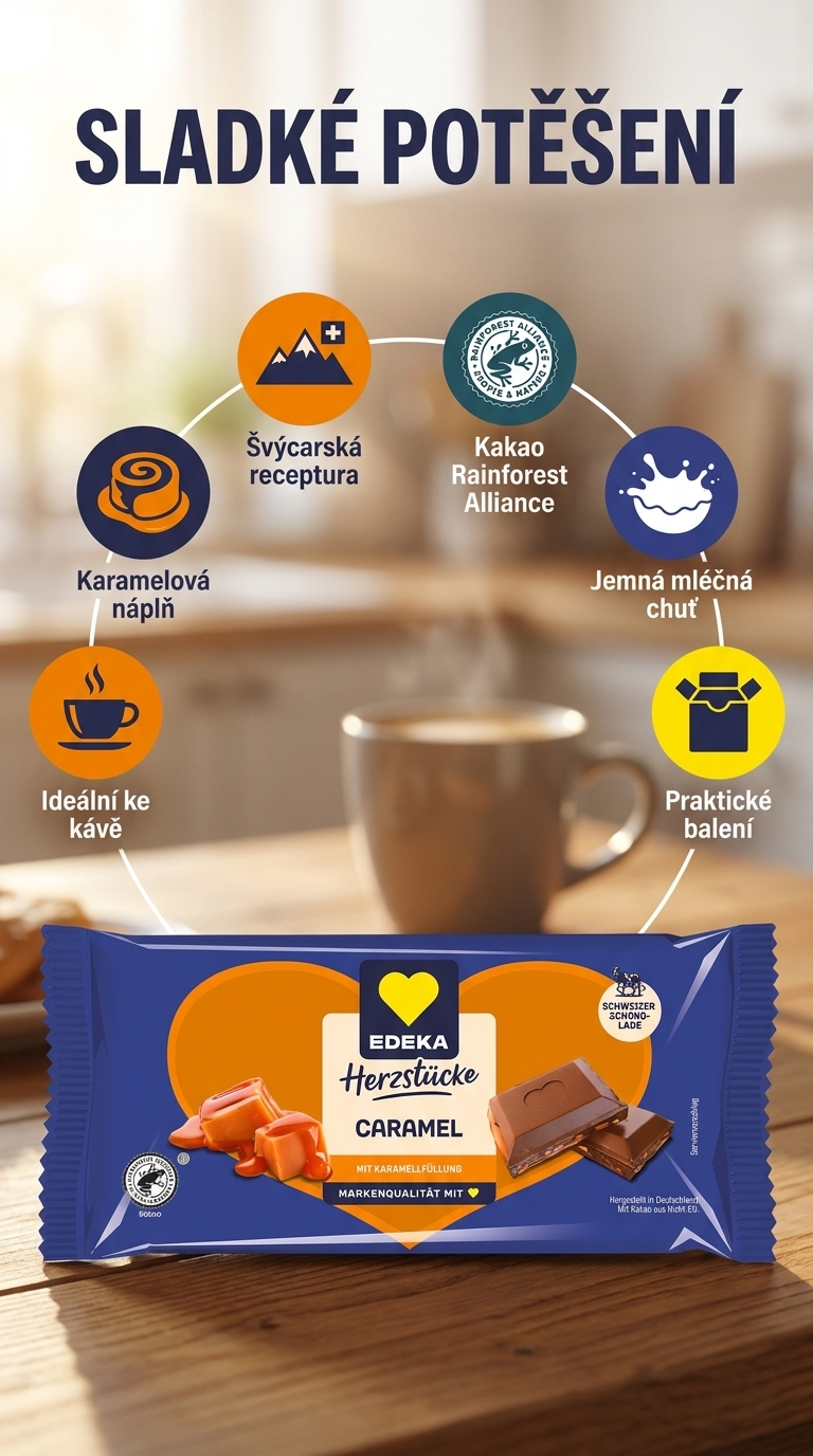 Edeka mléčná čokoláda s karamelovou náplní 90 g - mobilní infografika