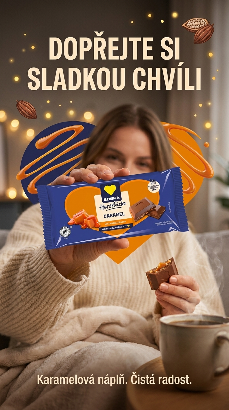 Edeka mléčná čokoláda s karamelovou náplní 90 g - lifestyle poster