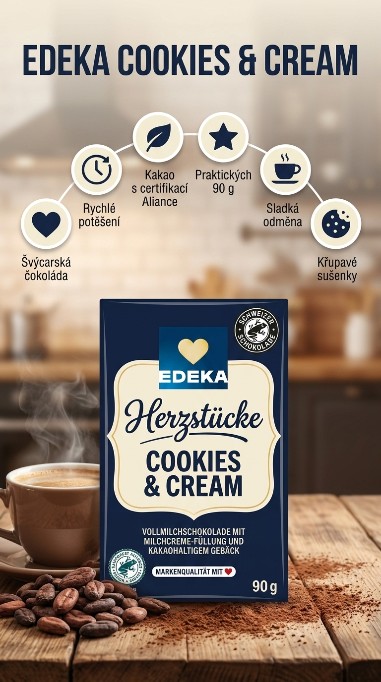 EDEKA Herzstücke Cookies & Cream - mobilní infografika