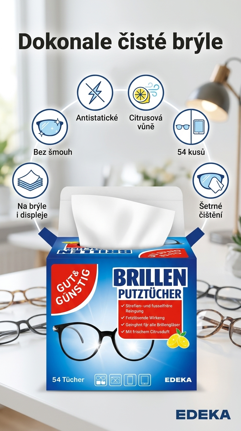 G&G čisticí ubrousky na brýle - mobilní infografika