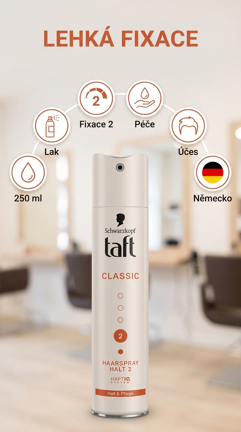 Taft Classic lak na vlasy - mobilní infografika