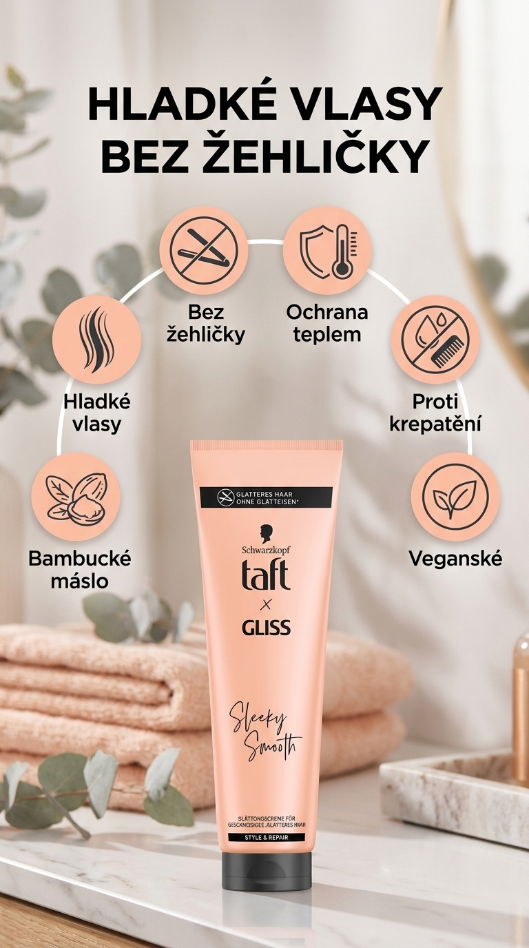 Taft x Gliss uhlazující krém na vlasy 150 ml - mobilní infografika