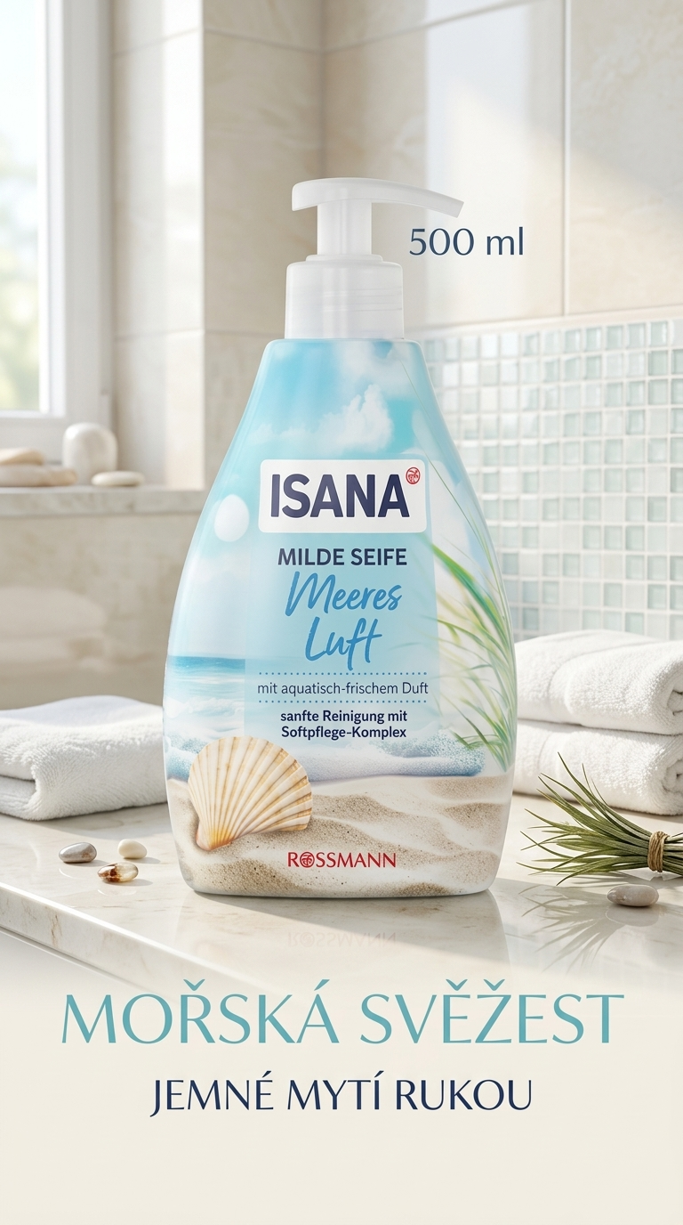 Isana jemné tekuté mýdlo s vůní mořského vzduchu 500 ml - lifestyle poster