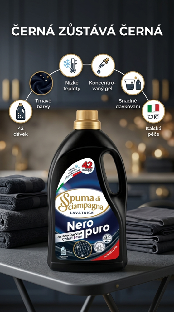 Spuma di Sciampagna Nero Puro 42 dávek - mobilní infografika