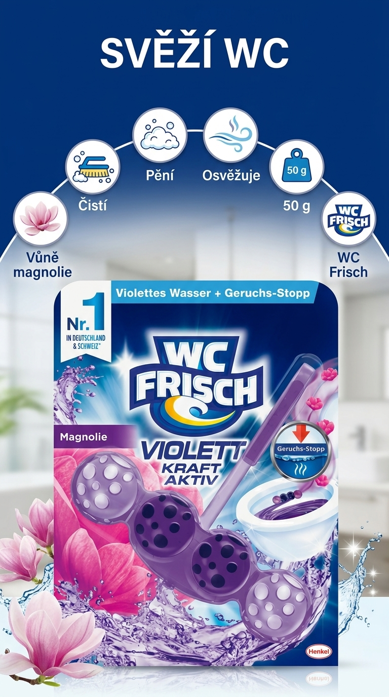 WC Frisch Violett Kraft Aktiv Magnolie - mobilní infografika