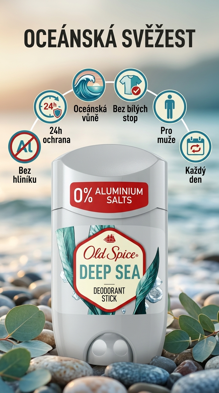Old Spice Deep Sea deodorant - mobilní infografika