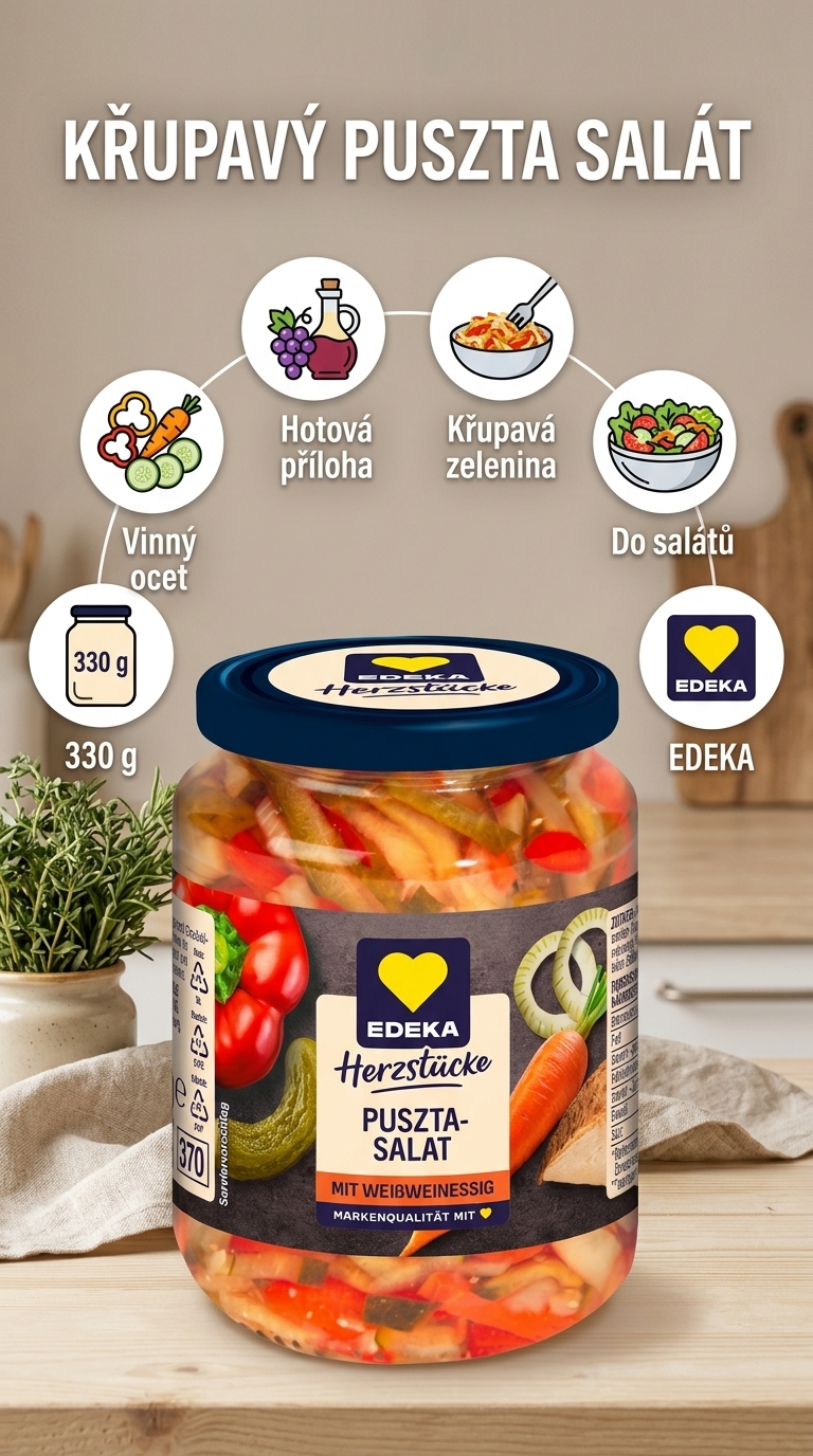 EDEKA Herzstücke Puszta salát - mobilní infografika