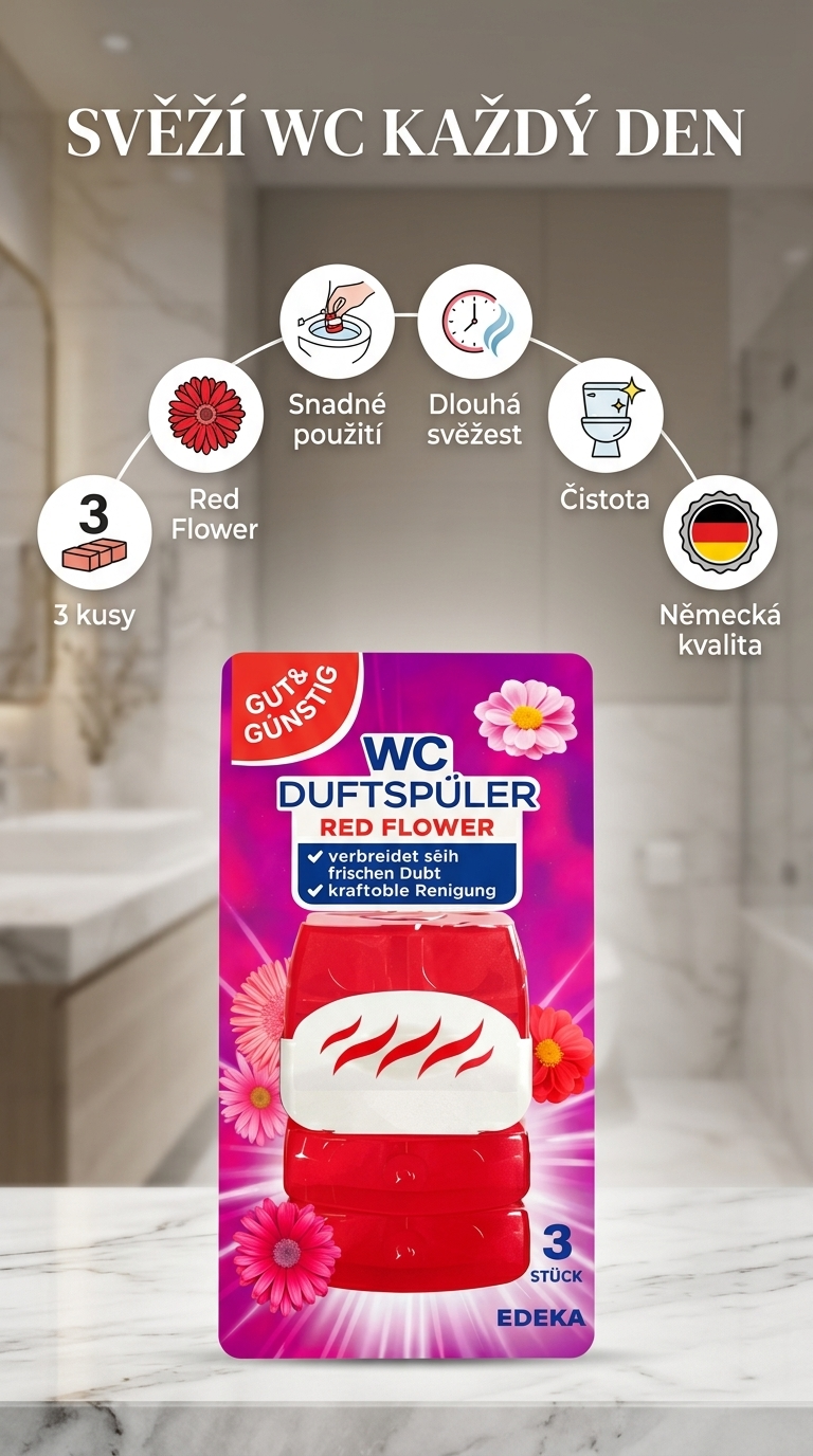 G&G WC závěsný tekutý blok Red Flower - mobilní infografika
