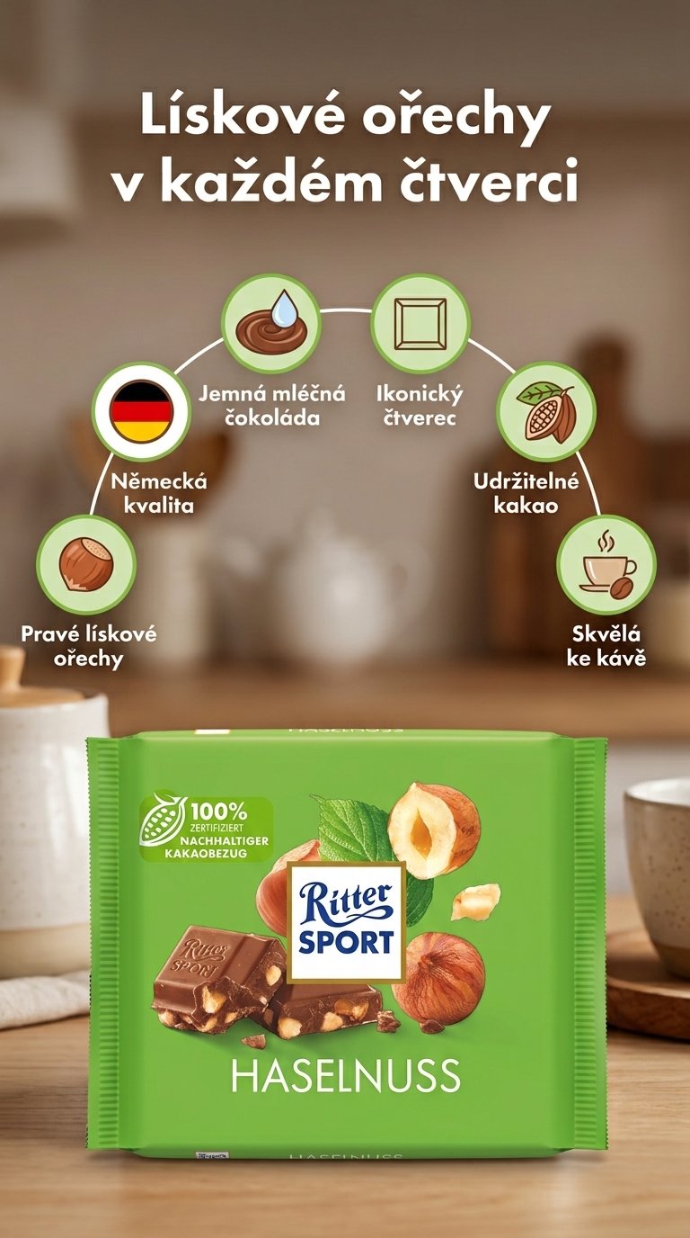 Ritter Sport Haselnuss 100 g - mobilní infografika