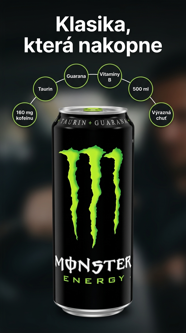 Monster Energy Original 500 ml - mobilní infografika