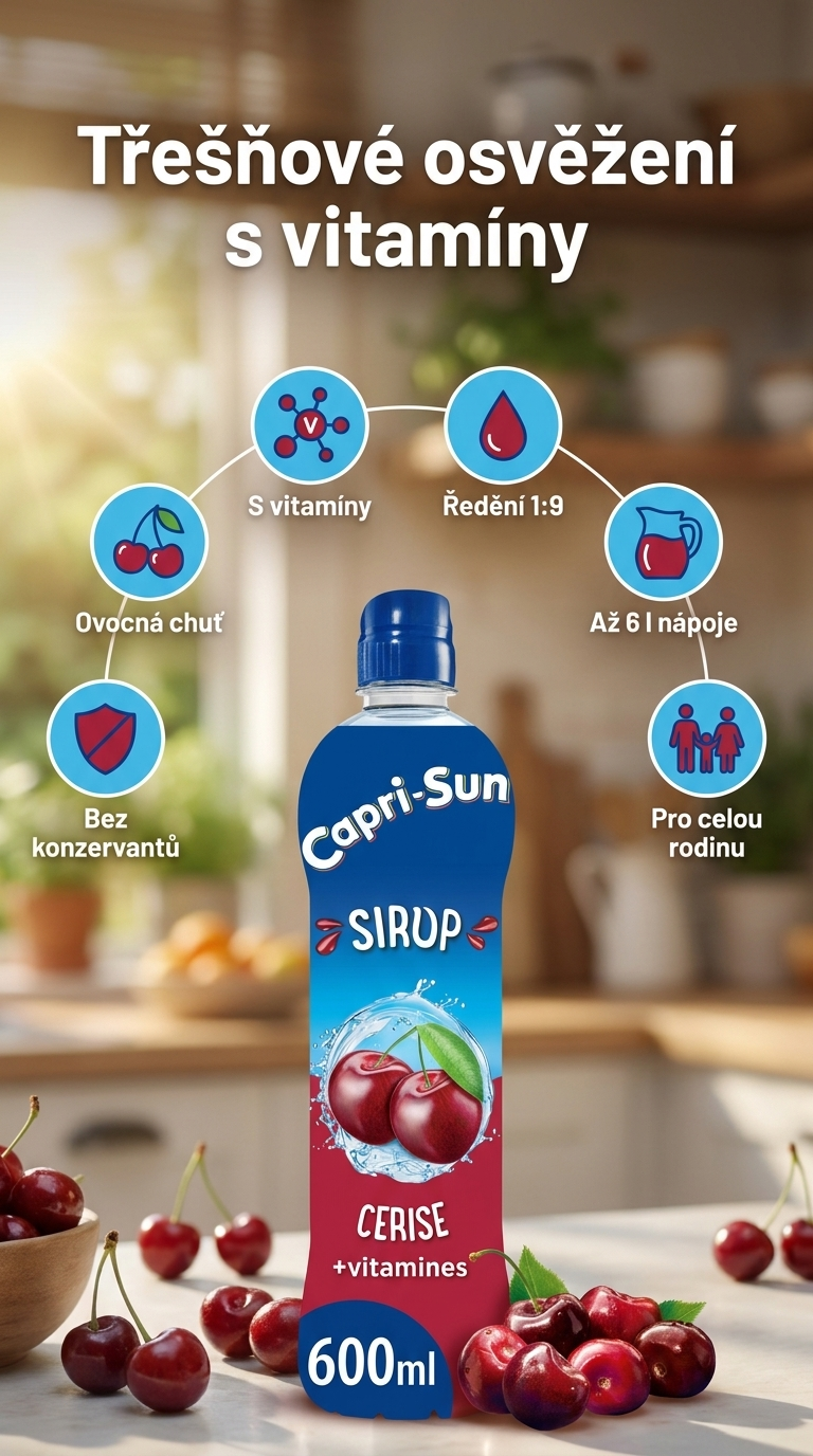 Capri-Sun třešňový sirup s vitamíny 600 ml - mobilní infografika