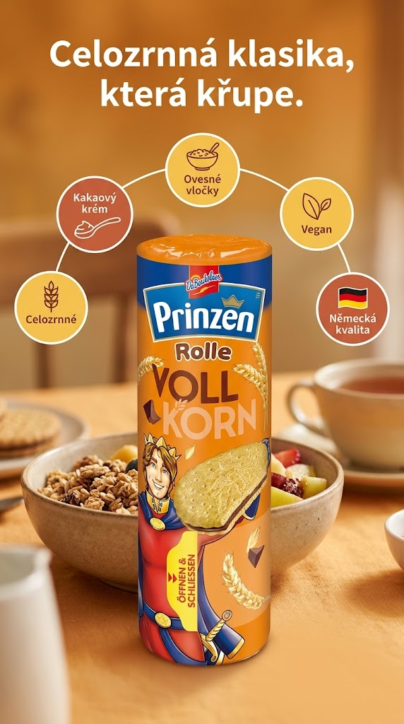 Prinzen Rolle celozrnné sušenky s kakaovým krémem 352 g - mobilní infografika