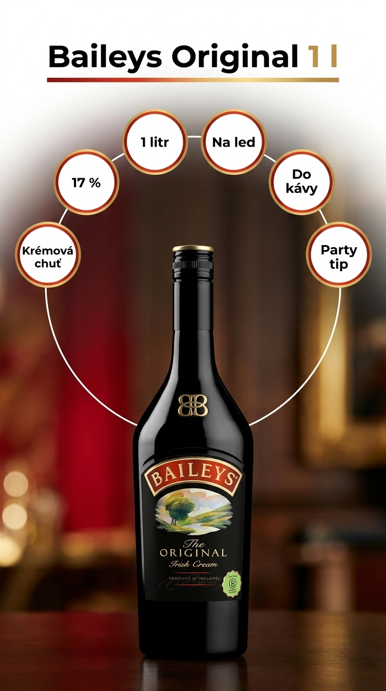 Baileys Original Irish Cream 17 % 1 l - mobilní infografika
