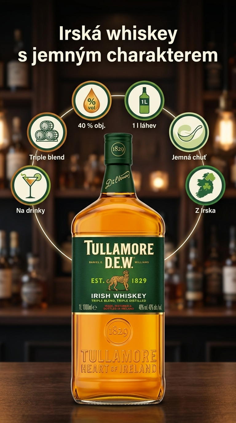 Tullamore Dew irská whiskey 1 l - mobilní infografika