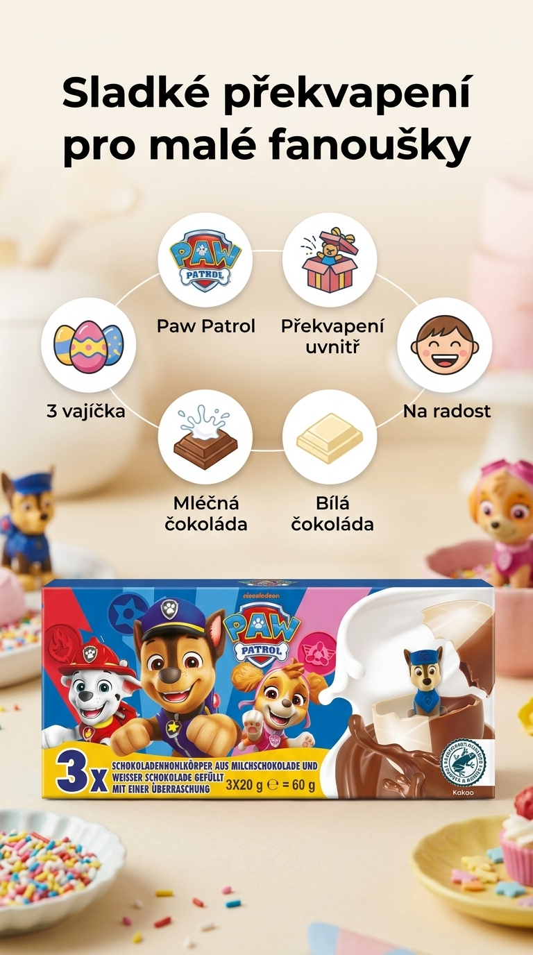 Choceur čokoládová vajíčka Paw Patrol - mobilní infografika