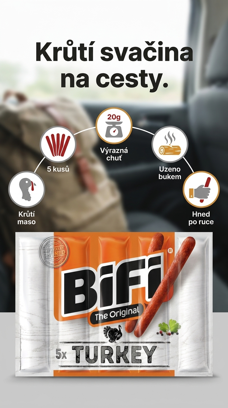 BiFi krůtí mini salámky - mobilní infografika