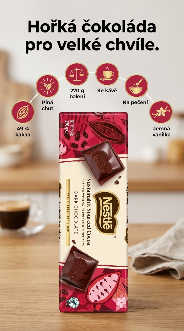 Nestlé SSC hořká čokoláda 270 g - mobilní infografika