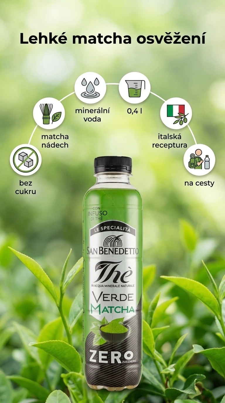 San Benedetto ledový čaj Matcha Zero 400 ml - mobilní infografika
